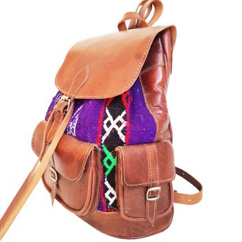 Moroccan Leather Kilim Backpack