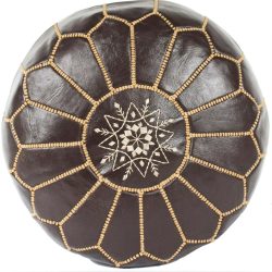 Brown/Chocolate Leather Moroccan Pouf